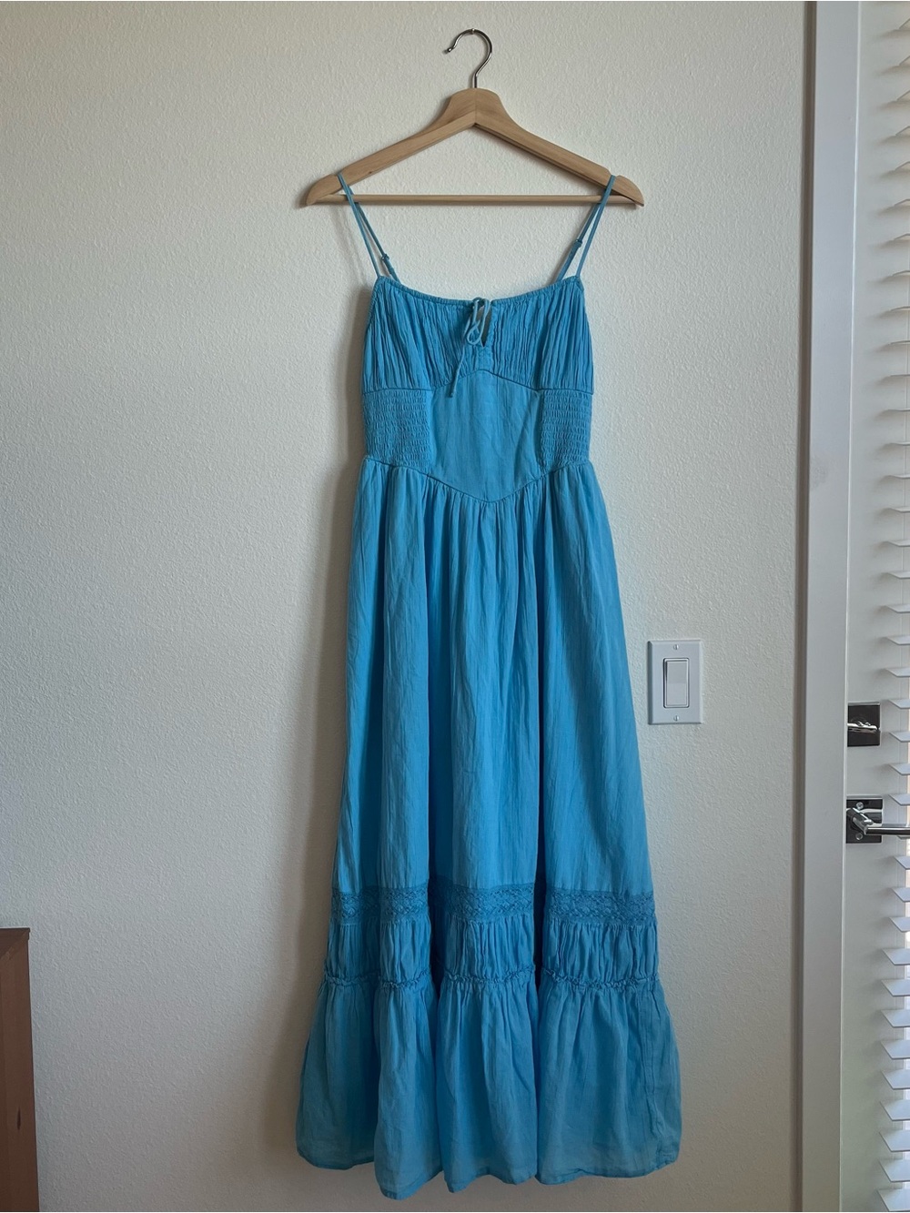 American Eagle Blue Spaghetti-Strap Maxi Dress - Lightweight Summer Style